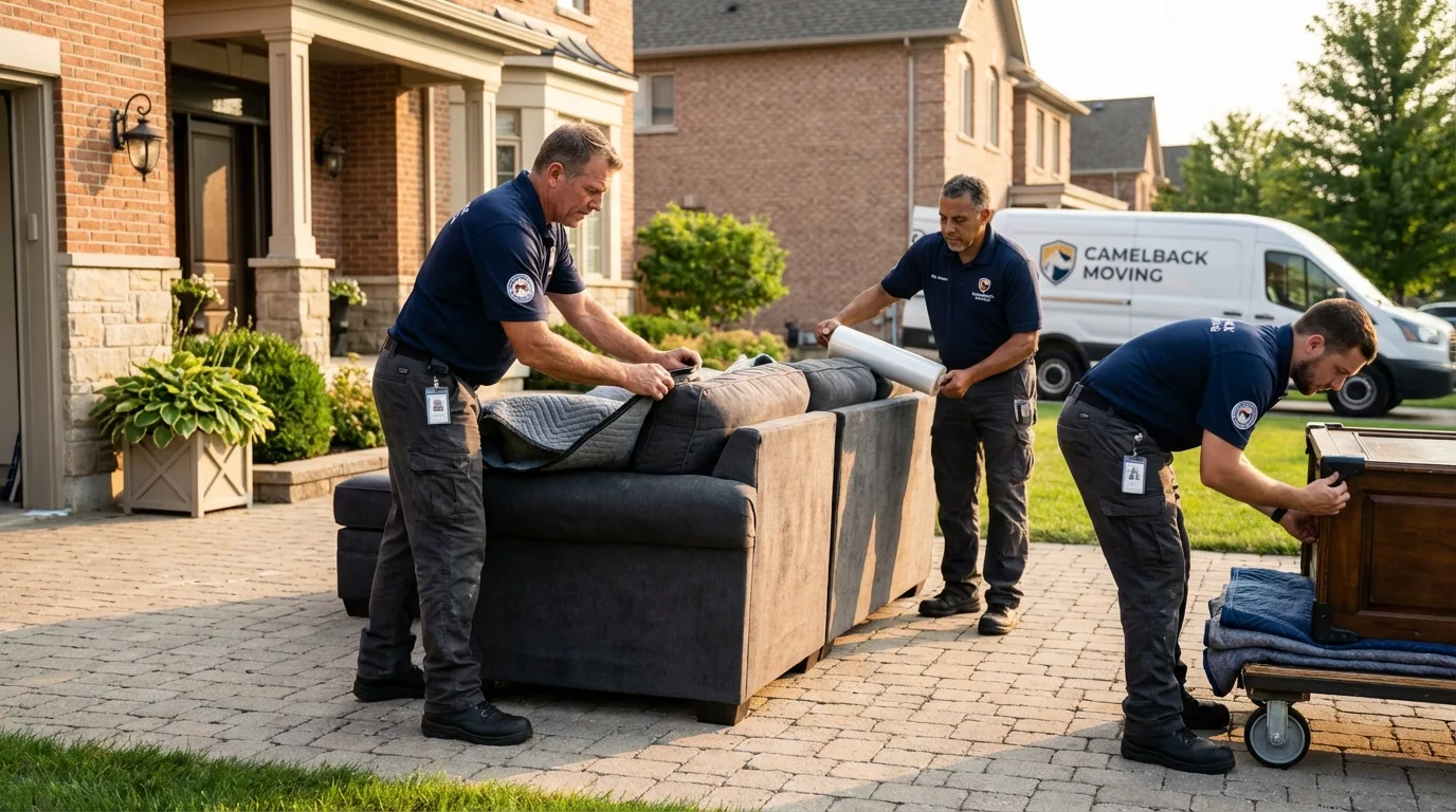 Large estate moving crew wrapping furniture in Peotone, IL